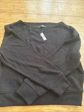 Madewell Women's Dark Charcoal Ribbed Crewneck Sweater